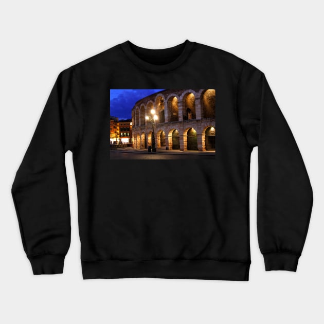 Night at the Arena in Verona Crewneck Sweatshirt by jwwallace